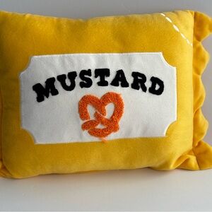 Yellow Mustard Pillow with Pretzel Design